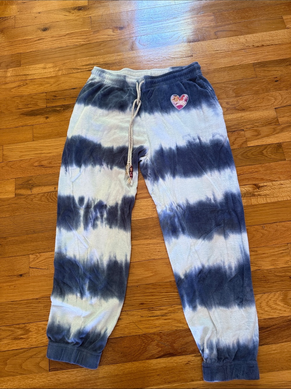 LoveShackFancy Blue and White Tie-Dye Joggers